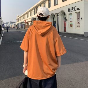 夏季冲锋衣新款大码宽松港风连帽短袖T恤卫衣装 T505 p48 控68图片