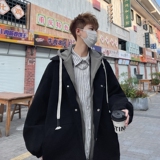 新款原创大码港风连帽假两件宽松棒球服夹克外套J853P88控128，男装夹克，电商A029