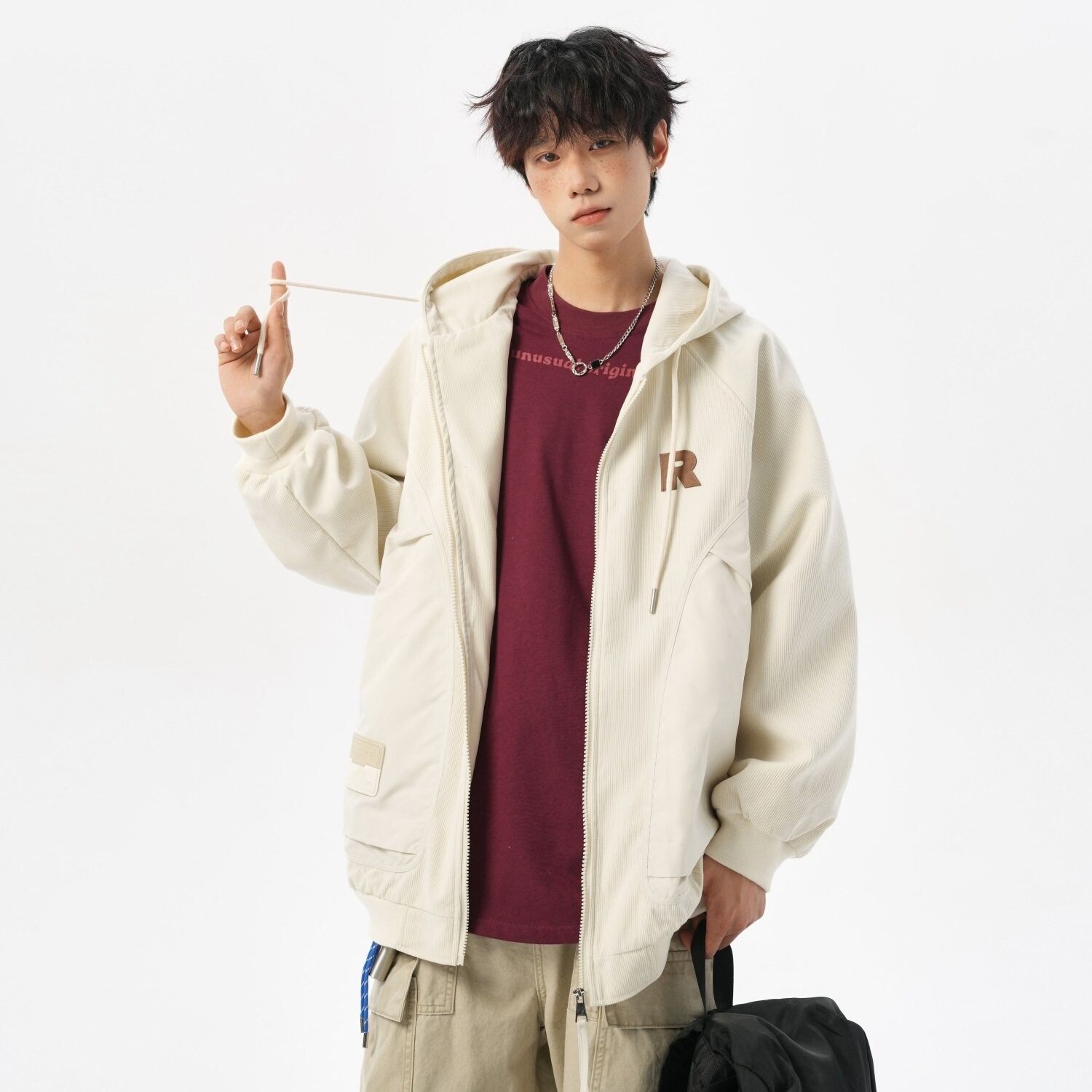 秋冬二开原创无影墙港风大码宽松连帽夹克外套男J877P88控138，男装夹克，电商A029