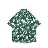 新款港风宽松男冰丝轻熟店主风痞帅短袖衬衫大码C612P40控58，男装T恤，电商A029