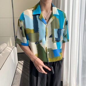 新款冰丝速干轻熟店主风痞帅短袖话衬衫大码衬衫  C606 P40 控58图片