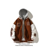 23秋冬新款港风大码夹克连帽假两件棒球服外套J815P88控119，男装夹克，电商A029
