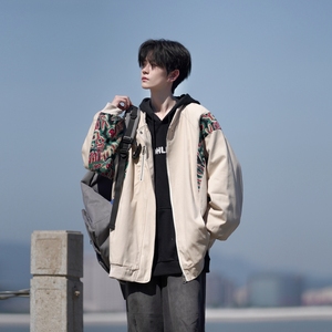 秋冬相机片拼接原创港风大码宽松棒球服夹克外套男 J851 P78控108，男装夹克，电商A029