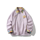 原创抖音相机片港风大码绣花撞色夹克外套棒球服男J871P80控128，男装夹克，电商A029