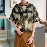 酒店风二开冰丝港风大码复古短袖花衬衫花衬衣男C638P40控58，男装T恤，电商A029