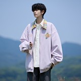 原创抖音相机片港风大码绣花撞色夹克外套棒球服男J871P80控128，男装夹克，电商A029