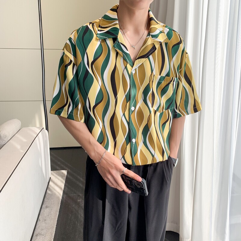 东南亚风冰丝速干轻熟店主风痞帅短袖衬衫大码港风C607P40控58,男装T恤,电商A029