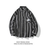 冬新款大码港风条纹长袖衬衫衬衣外套男C627P55控78，男装衬衫，电商A029