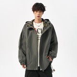 二开秋冬无影墙港风大码绣花拼接连帽夹克外套男J866P78控128，男装夹克，电商A029