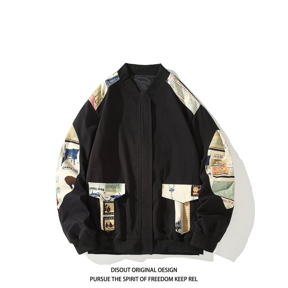 25秋新款白底平铺日系港风潮流大码拼接夹克外套J811P78控108，男装夹克，电商A029