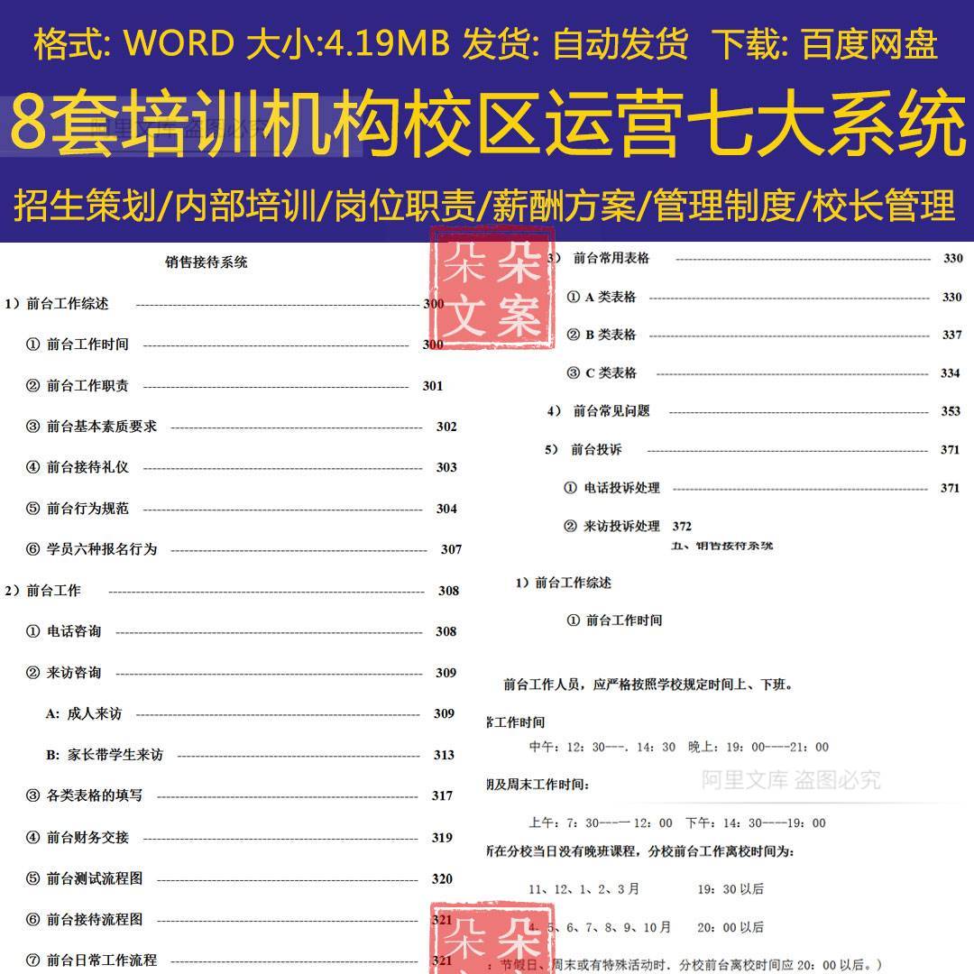 教育培训机构校区运营七大系统行政财务教务管理市场运营销售系统