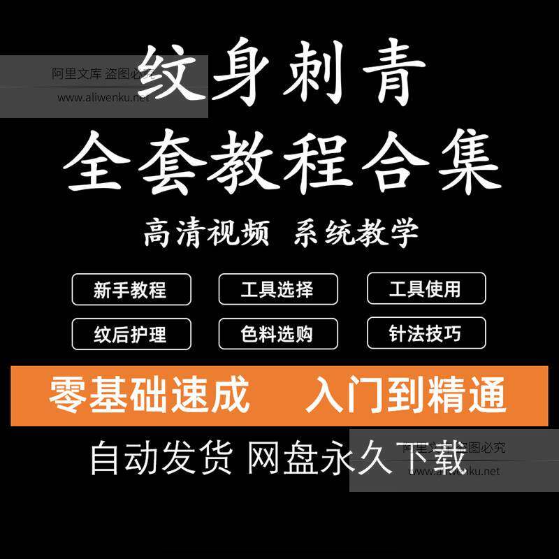 纹身教程大全零基础入门纹身刺青图案手稿绘画洗纹身视频课程教学