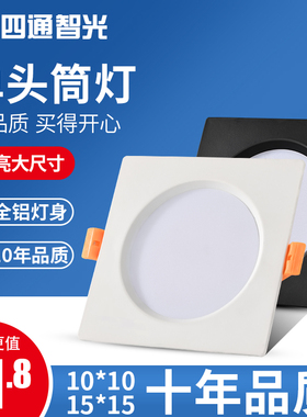 方形格栅筒灯led单头嵌入式黑色白色葡萄架吊顶15*15CM 10*10方孔