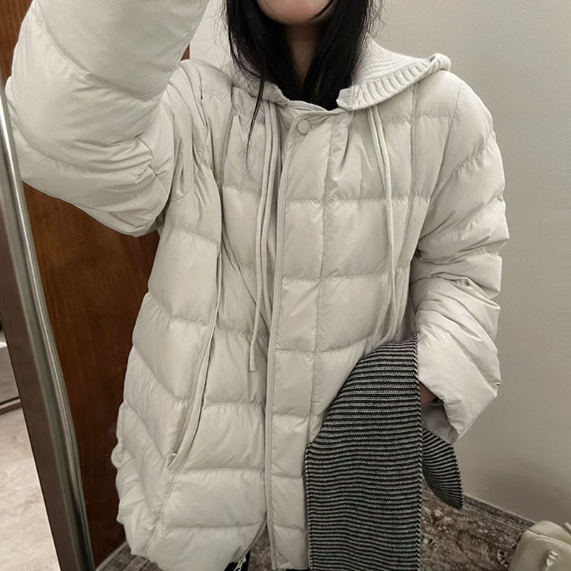 韩系可拆卸针织连帽百搭羽绒服