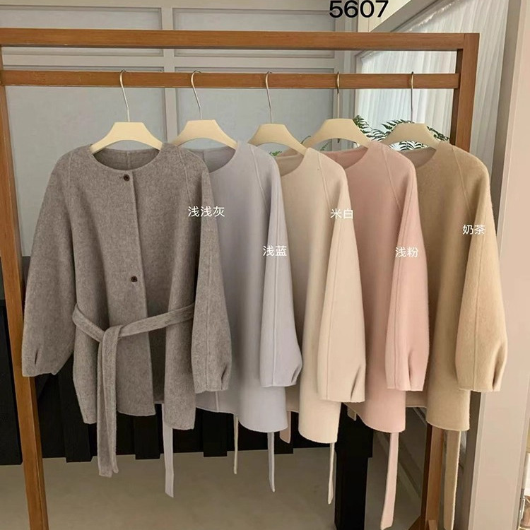 简约系带气质百搭双面羊绒大衣