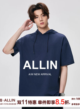 ALLIN宽松短袖美式基础落肩剪裁