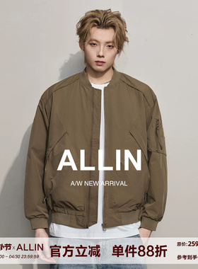 ALLIN 美式复古高街工装夹克男春秋潮牌短款休闲棒球潮流情侣外套