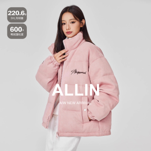 鸭绒加厚保暖防寒服情侣短款 冬季 外套 立领刺绣羽绒服男女款 ALLIN
