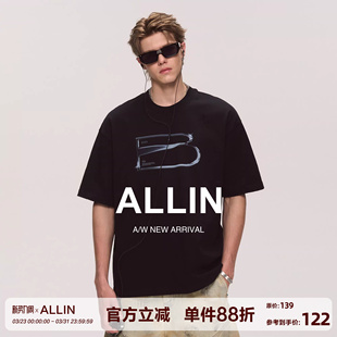 重磅情侣半袖 ALLIN 新款 t恤男2026夏季 潮牌上衣 黑色字母印花短袖