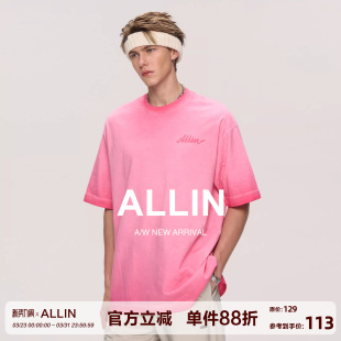 纯棉重磅半袖 ALLIN 夏季 t恤男女款 情侣上衣 品牌字母立体印花短袖