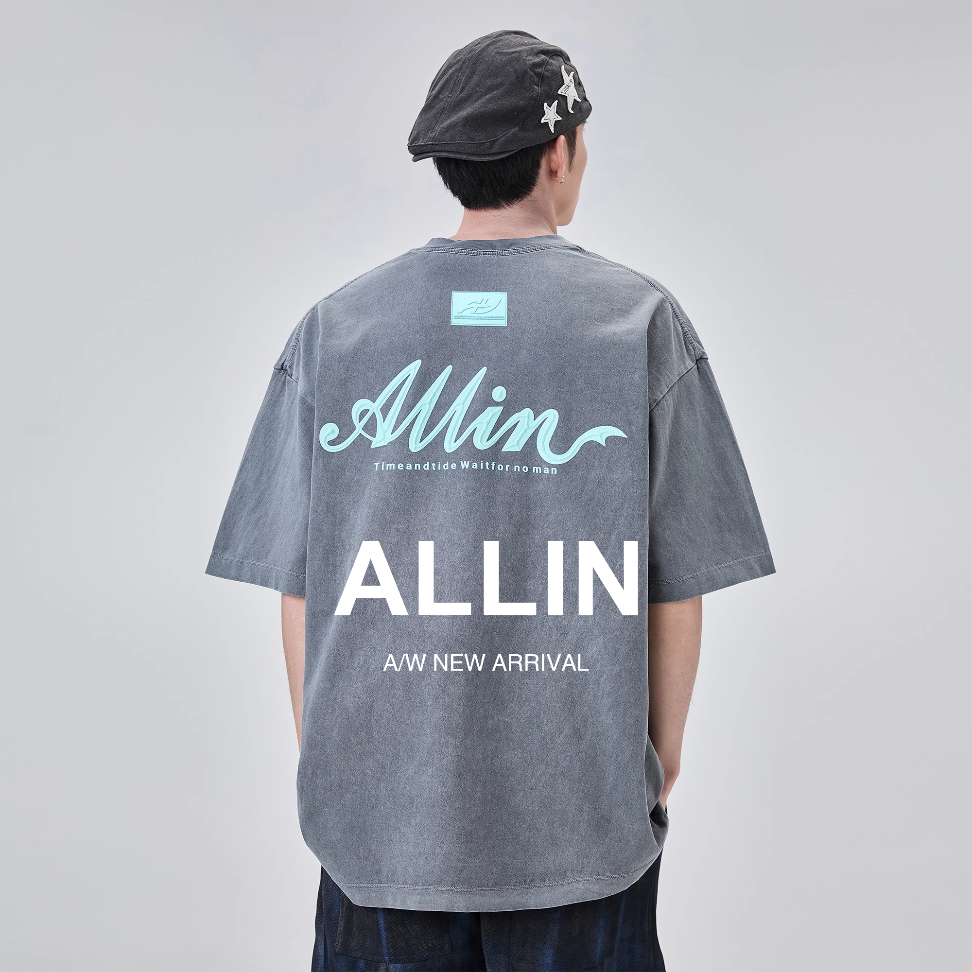 ALLIN品牌LOGO印花纯棉短袖T恤