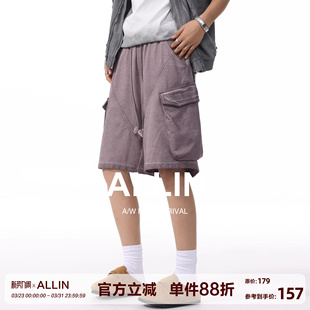 男夏季 短裤 薄款 潮牌休闲五分裤 ALLIN 子宽松百搭直筒中裤 纯棉工装