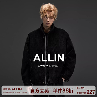 ALLIN 哈灵顿千鸟格情侣潮牌外套 树纹肌理感两面穿夹克男春秋美式
