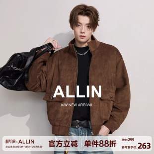 宽松立领cleanfit情侣外套 新款 ALLIN 仿麂皮复古夹克男2026春秋季