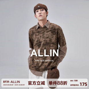 新款 T恤男2026夏季 扎染潮牌宽松上衣 复古凉感肌理感短袖 ALLIN美式