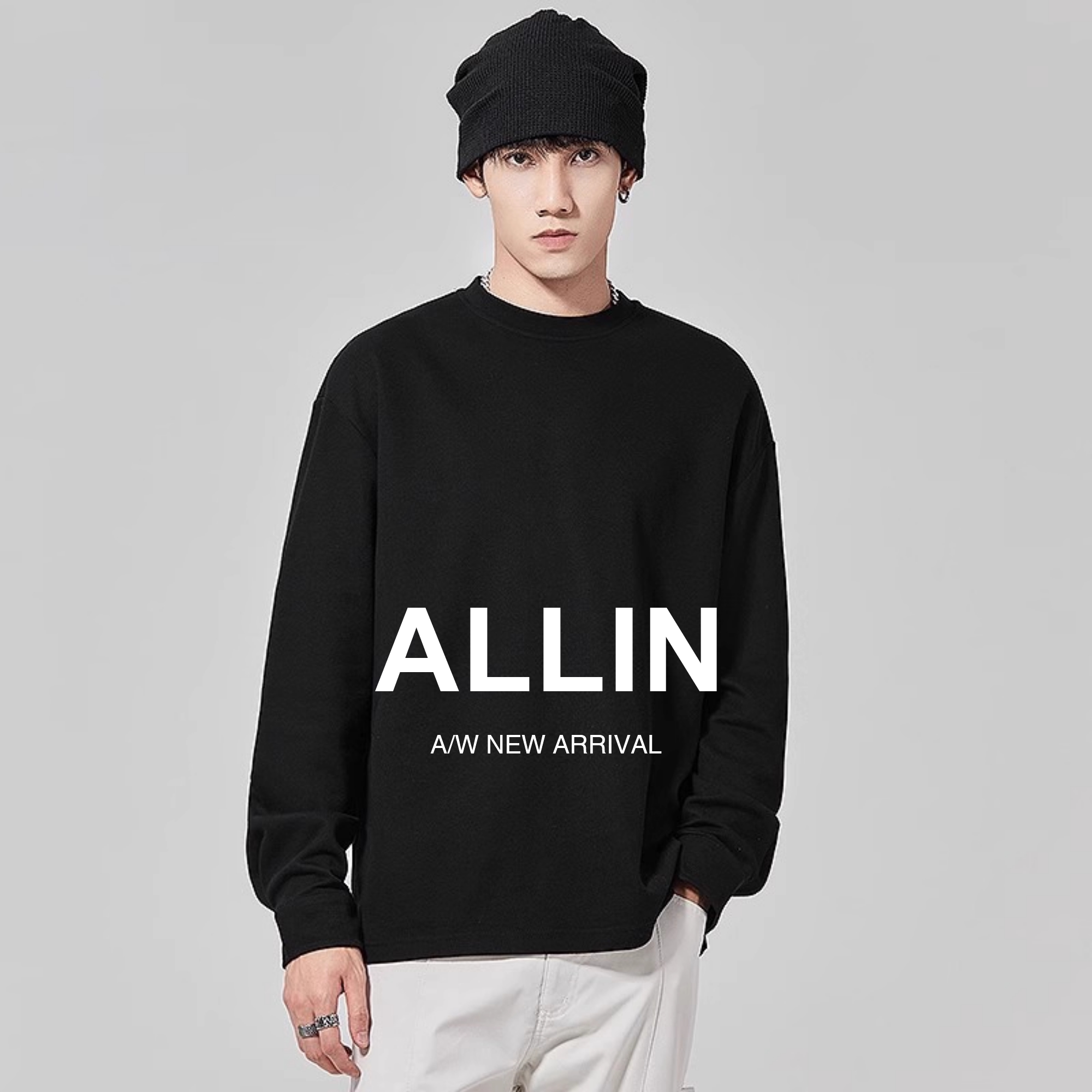 ALLIN纯色内搭百搭打底衫T恤