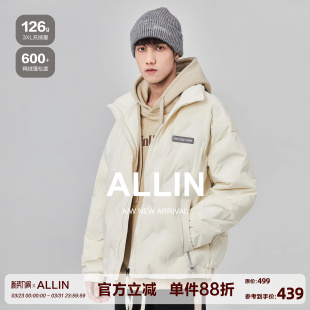 ALLIN 加厚保暖立领防寒面包服潮牌情侣外套 白鸭绒羽绒服男生冬季