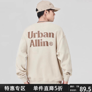 上衣 潮牌字母印花套头宽松百搭情侣长袖 ALLIN 无帽卫衣男春秋美式