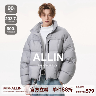 防寒保暖潮牌情侣美式 短款 面包服外套 立领鸭绒90羽绒服冬季 ALLIN