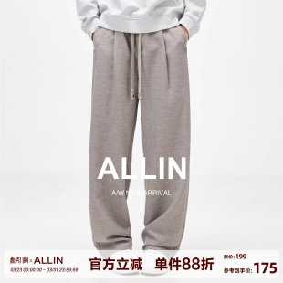 宽松休闲裤 男春秋直筒长裤 运动裤 男士 子 ALLIN 阔腿裤 灰色弯刀卫裤