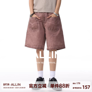 夏季 薄款 外穿中裤 ALLIN 潮牌纯棉5五分裤 重磅休闲短裤 美式 子 男士