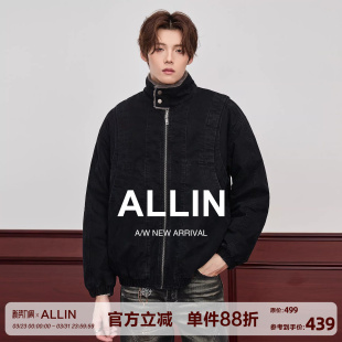 仿兔毛加厚情侣工装 复古毛领外套男生冬季 宽松水洗夹克 美式 ALLIN