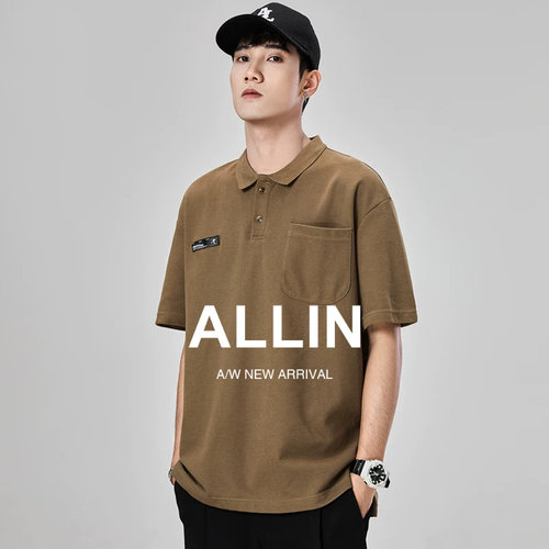 ALLIN美式复古潮牌潮流polo衫