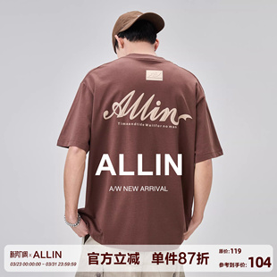 重磅纯棉短袖 潮牌字母印花半袖 t恤男夏季 美式 情侣上衣 新款 ALLIN