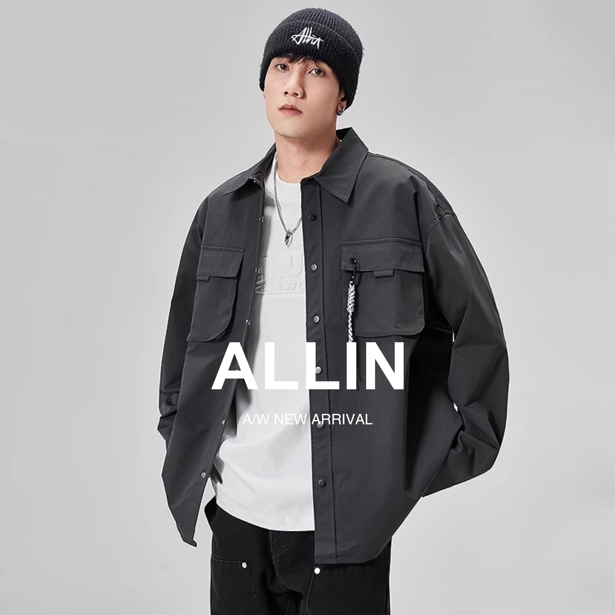 ALLIN美式潮流宽松衬衫
