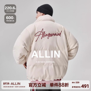 面包服加厚保暖防寒情侣外套 鸭绒短款 ALLIN 字母刺绣羽绒服男冬季