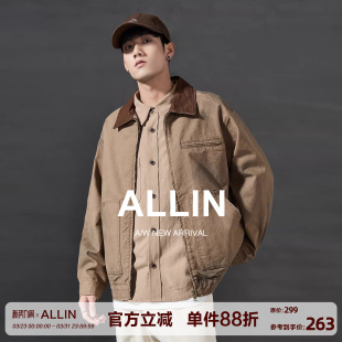 帆布水洗翻领外套 复古巴恩风底特律夹克男卡哈特工装 ALLIN 美式