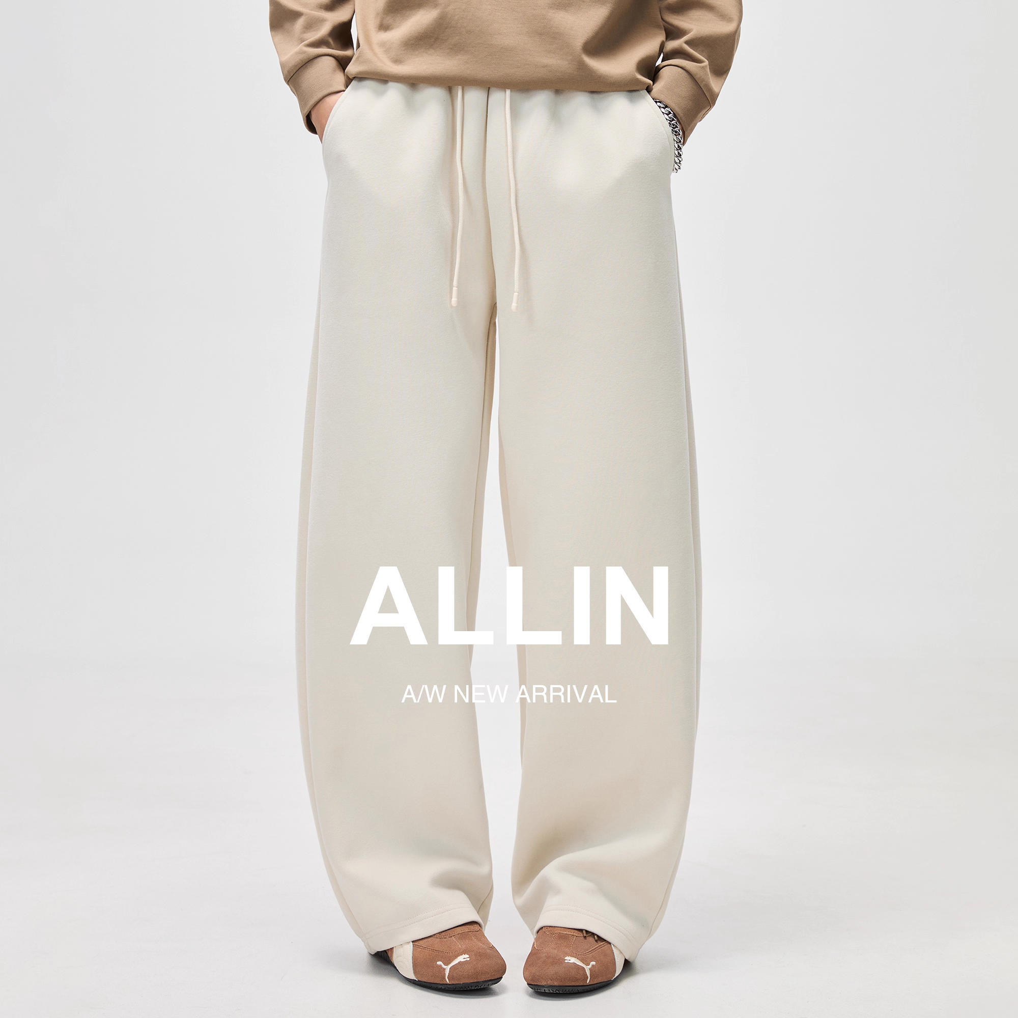 ALLIN 潮牌垂感休闲裤男秋冬新款美式cleanfit直筒宽松阔腿长裤子