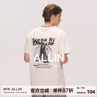 重磅短袖 潮牌字母印花情侣半袖 t恤男夏季 美式 白色上衣 新款 ALLIN