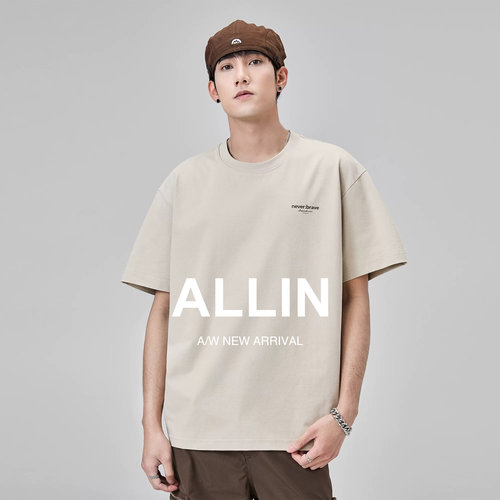 ALLIN 透气凉感短袖t恤男夏季速干圆领柔软舒适体恤半袖休闲上衣