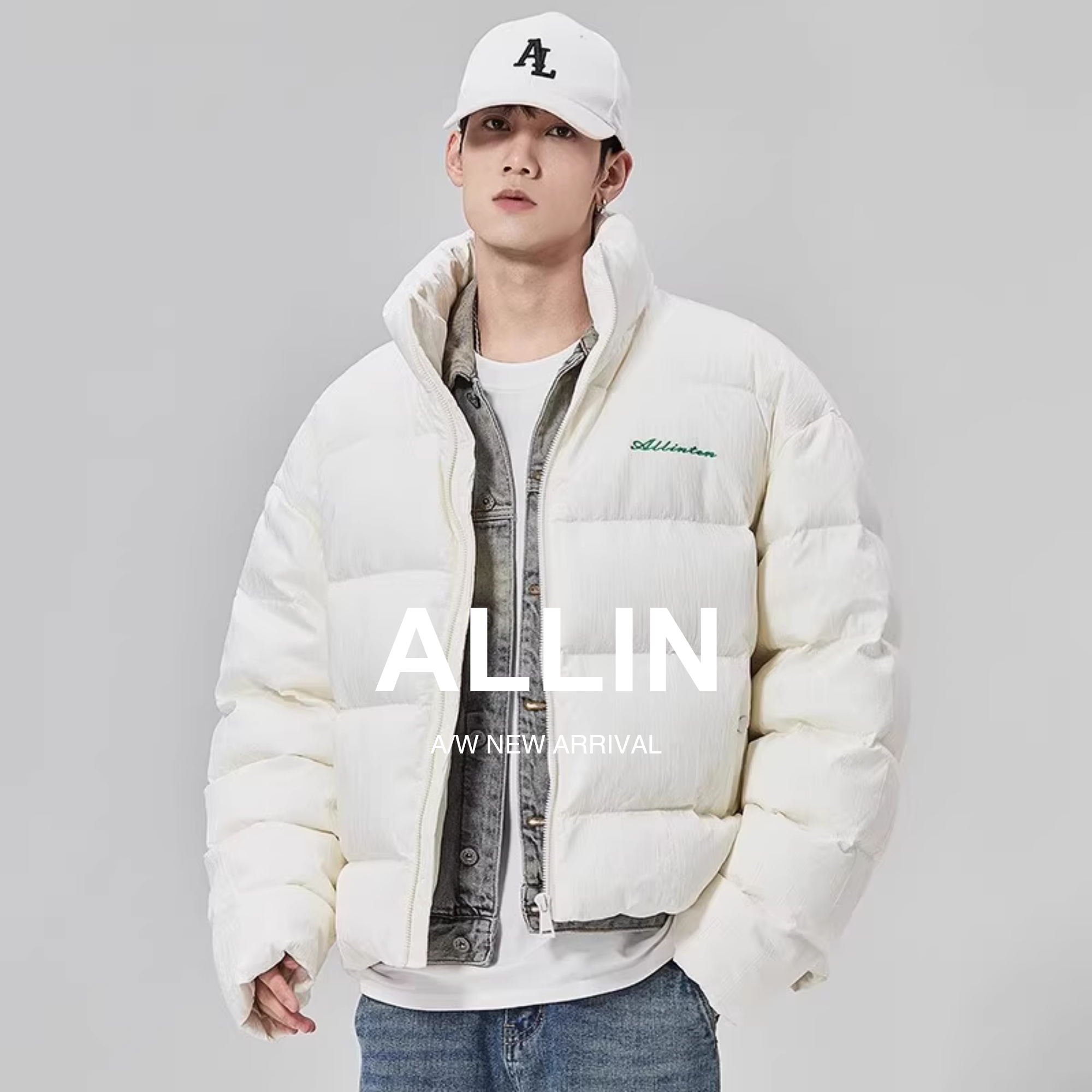 ALLIN短款轻薄保暖鸭绒羽绒服