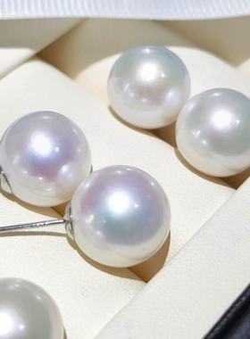 【仙仙专属】S925银12-14mm大龙珠白色珍珠耳钉R276+R277