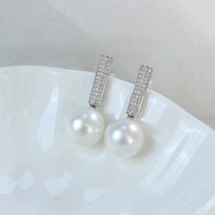 设计师款 12mm淡水珍珠耳钉 925银11