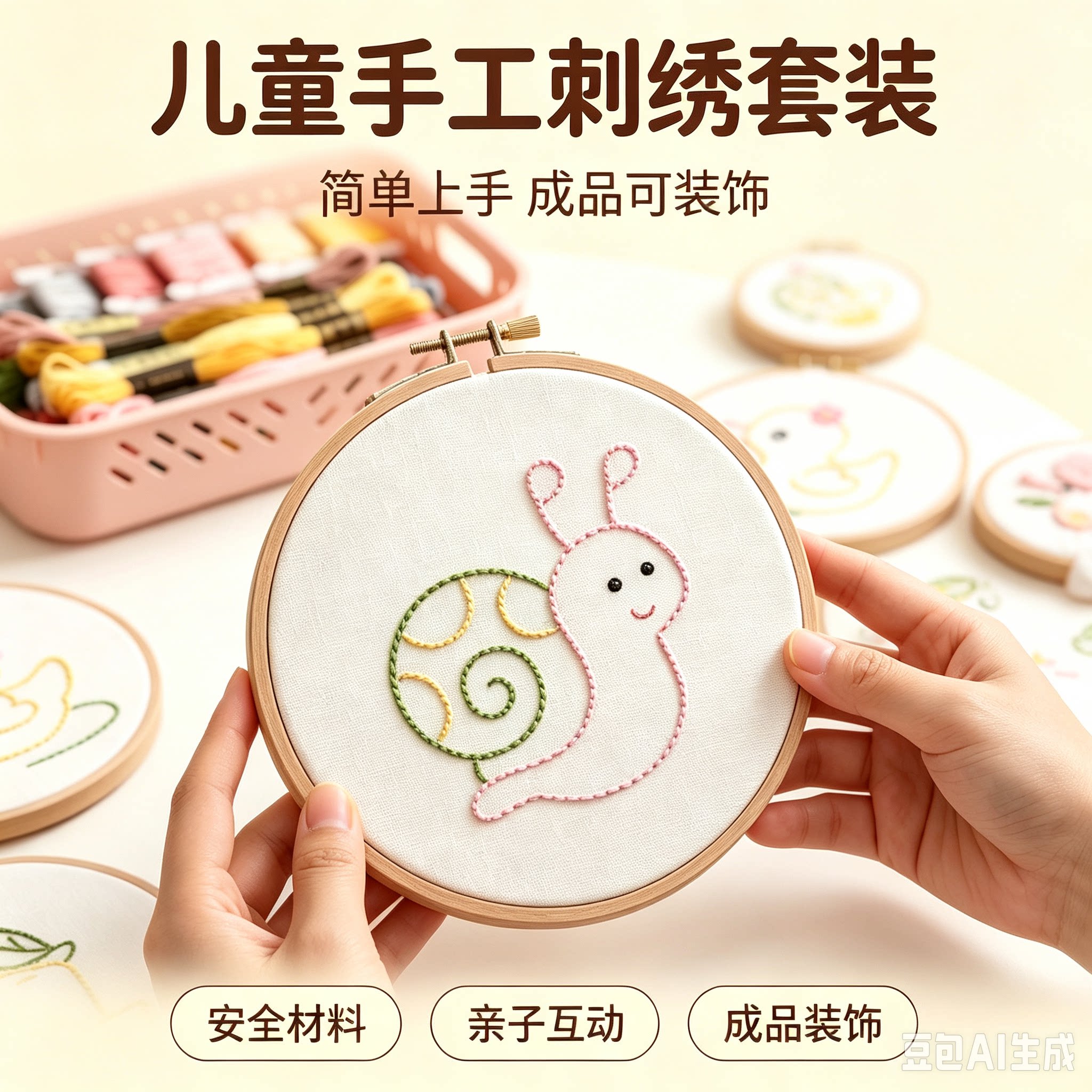 可爱小鸭子刺绣DIY材料套装儿童手工DIY缝纫入门级礼物卡通图案