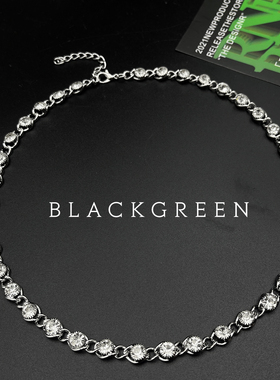 简约中性项链BGBlackgreen水钻