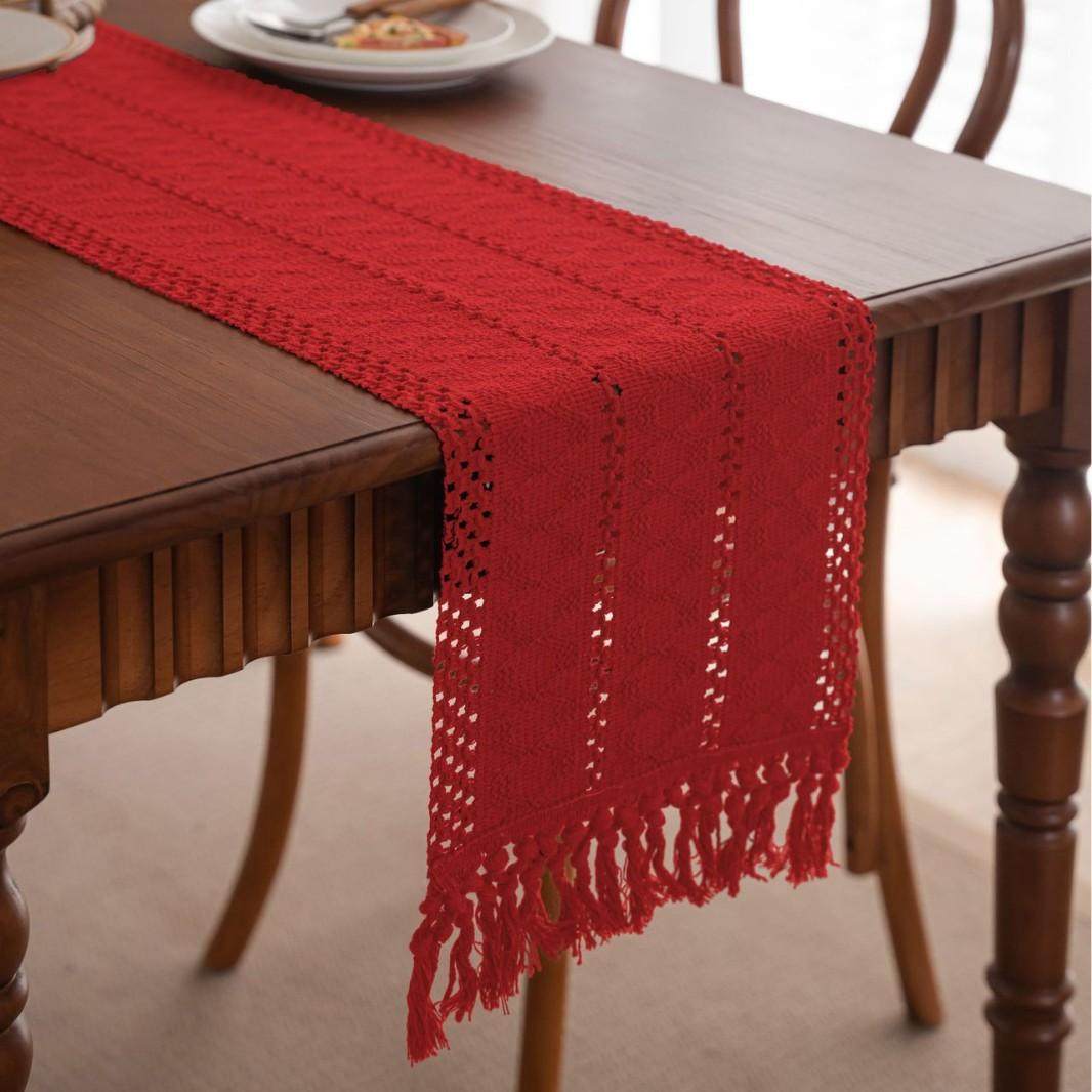 新中式桌旗红色喜庆茶几盖布节日